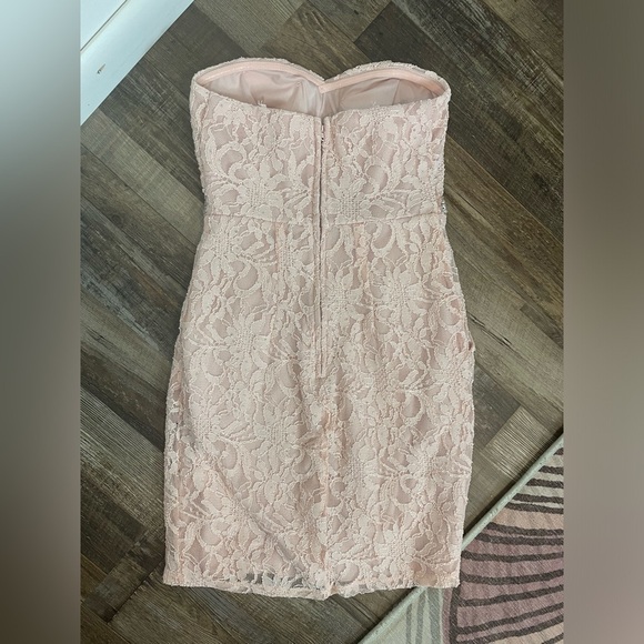 Pink Lace Rhinestone Bridesmaid Dress 2 - Picture 5 of 6